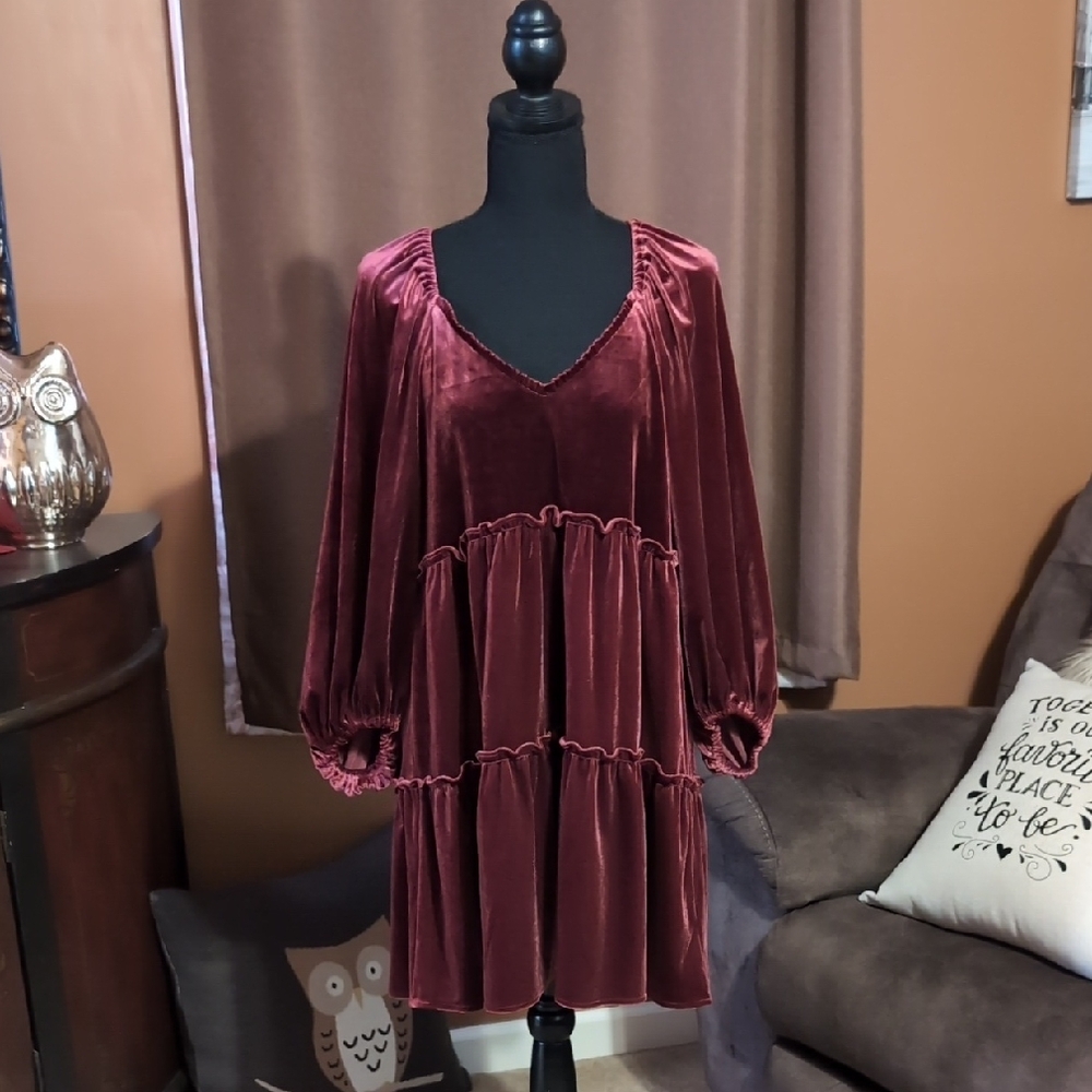 Burgundy Velvet Dress
